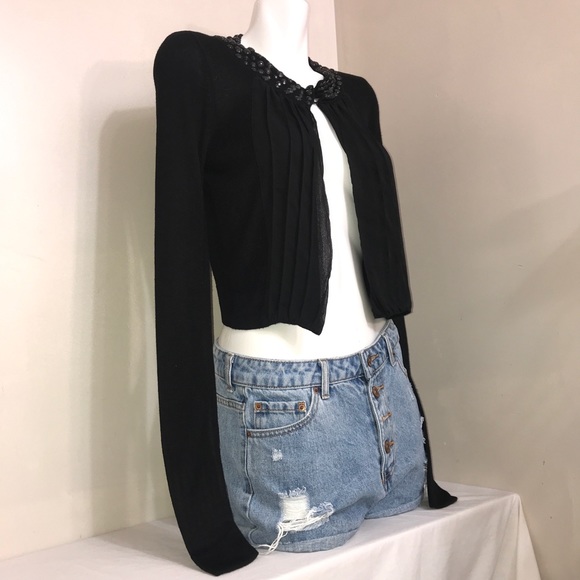 Esprit Black Bejewelled Black Rayon Crop Cardigan - Picture 8 of 12